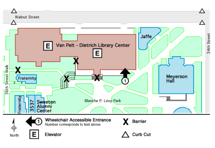 Van Pelt Library Center accessible entrance diagram