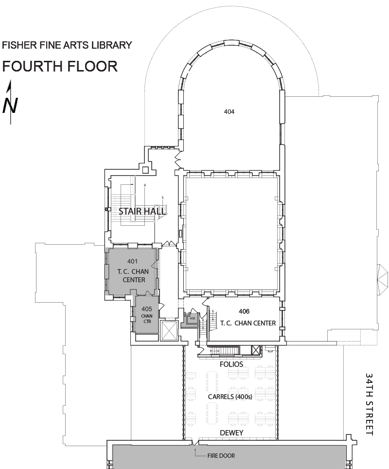 Fisher Fine Arts Library fourth Floor. Description is linked below.
