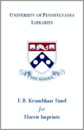 E.B. Krumbhaar Fund for Elsevier Imprints Bookplate.